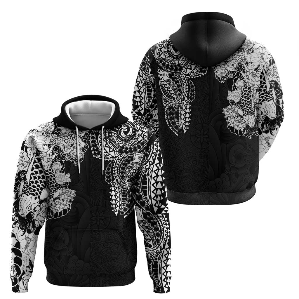 Japanese Irezumi and Hawaiian Polynesian Art Tattoo Hoodie Black Color LT03