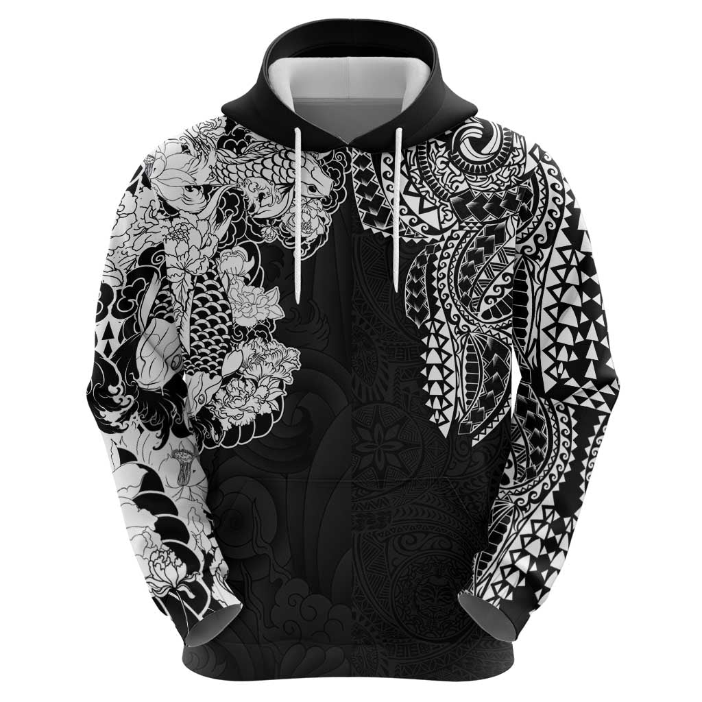 Japanese Irezumi and Hawaiian Polynesian Art Tattoo Hoodie Black Color LT03