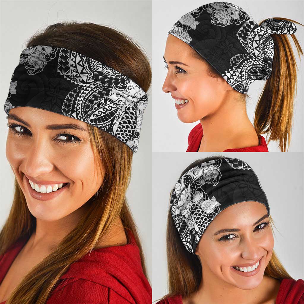 Japanese Irezumi and Hawaiian Polynesian Art Tattoo Neck Gaiter Black Color LT03