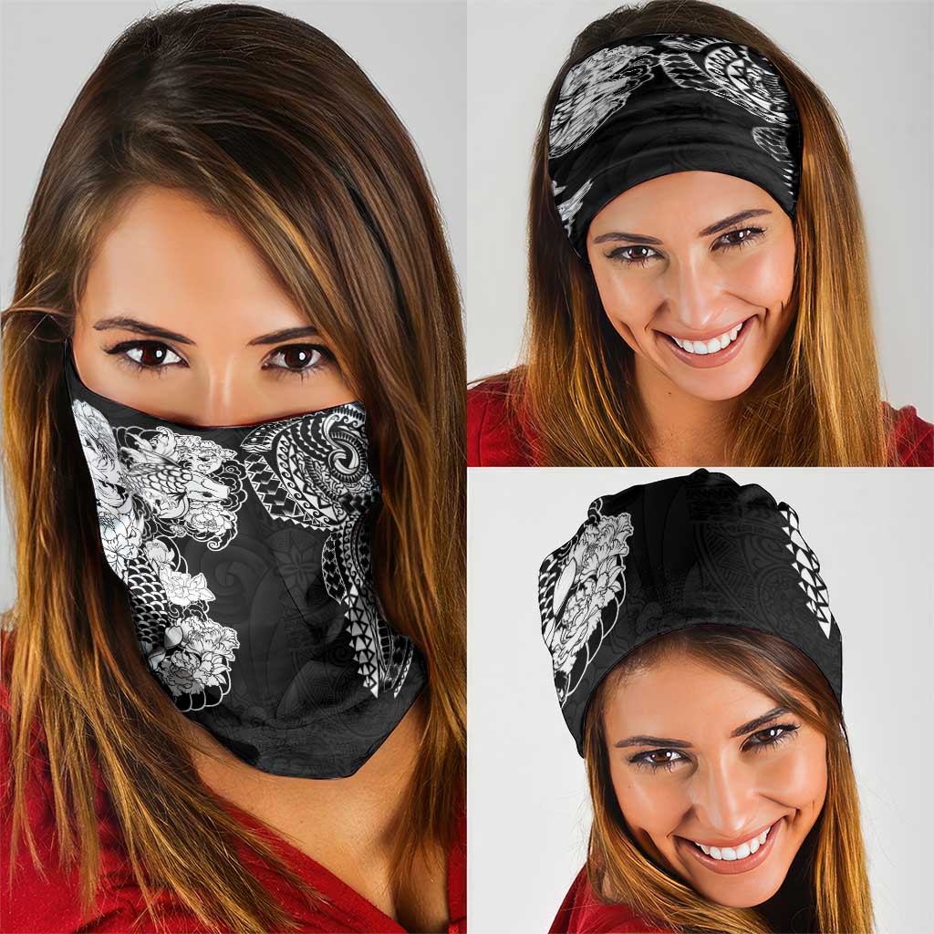 Japanese Irezumi and Hawaiian Polynesian Art Tattoo Neck Gaiter Black Color LT03