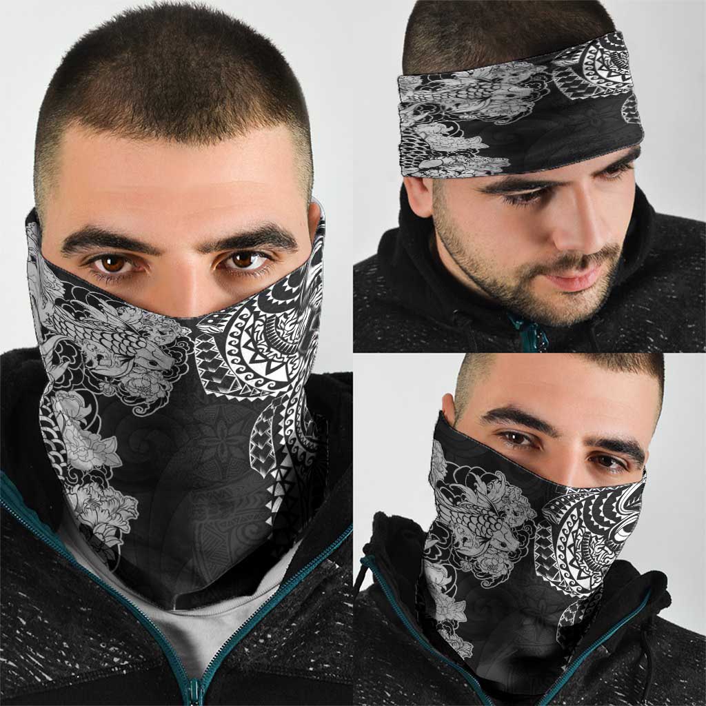 Japanese Irezumi and Hawaiian Polynesian Art Tattoo Neck Gaiter Black Color LT03