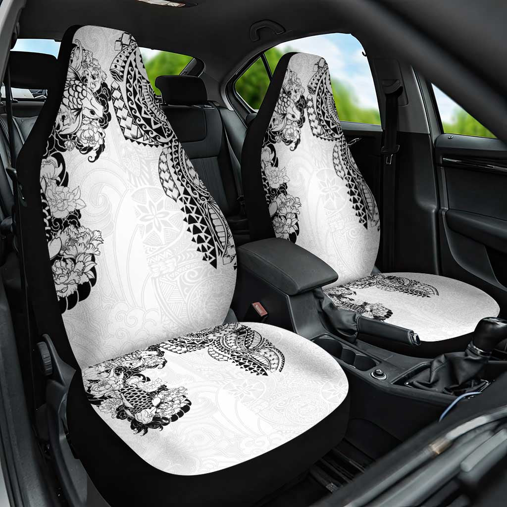 Japanese Irezumi and Hawaiian Polynesian Art Tattoo Car Seat Cover White Color LT03
