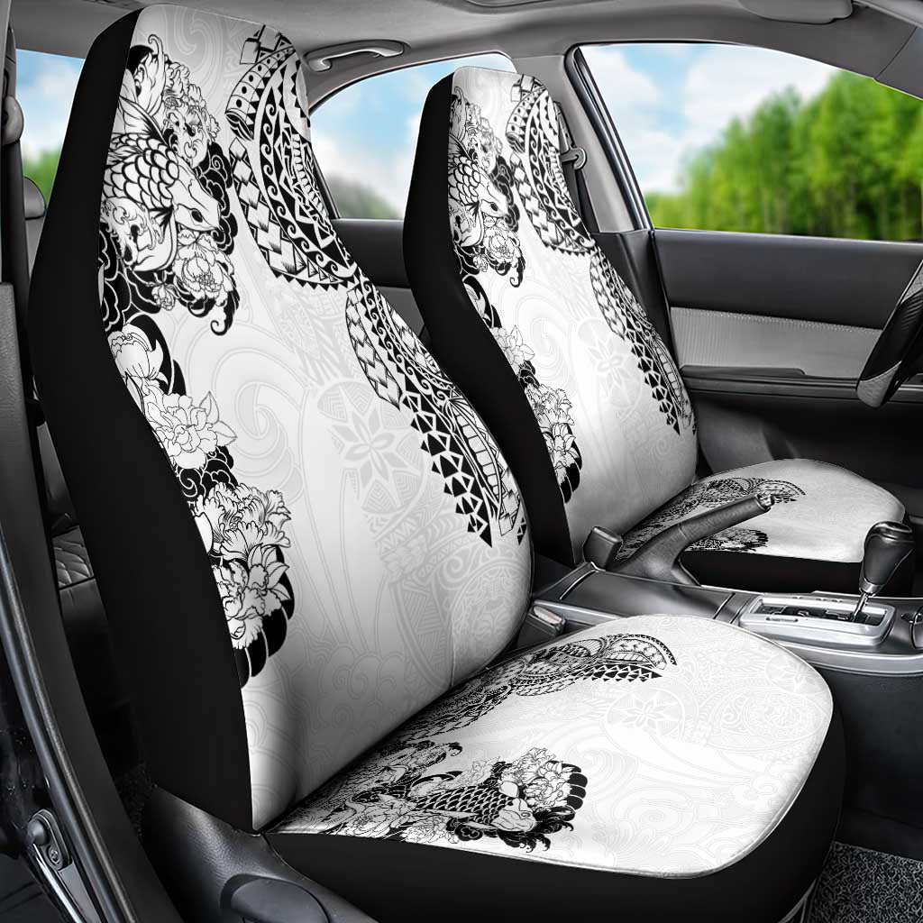 Japanese Irezumi and Hawaiian Polynesian Art Tattoo Car Seat Cover White Color LT03