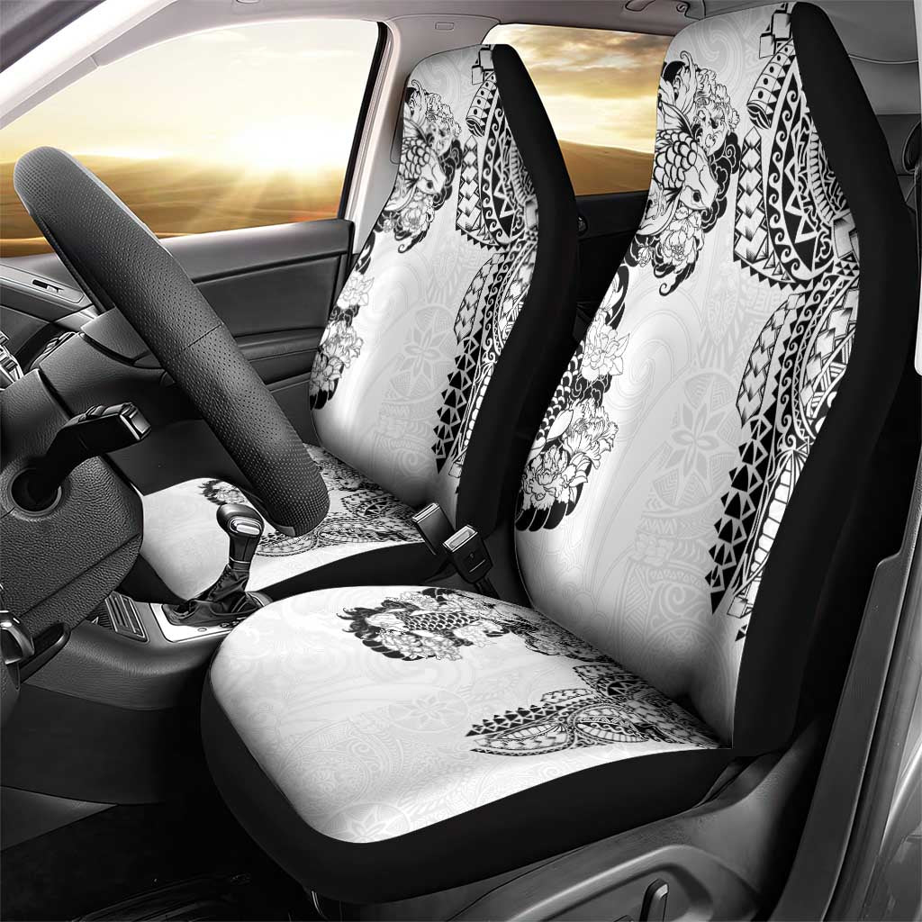 Japanese Irezumi and Hawaiian Polynesian Art Tattoo Car Seat Cover White Color LT03