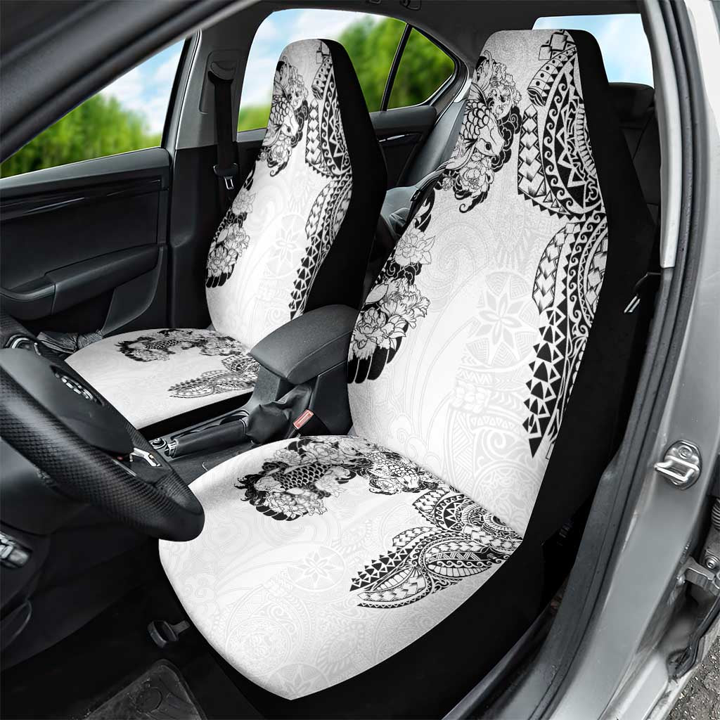 Japanese Irezumi and Hawaiian Polynesian Art Tattoo Car Seat Cover White Color LT03