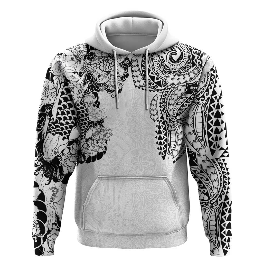 Japanese Irezumi and Hawaiian Polynesian Art Tattoo Hoodie White Color LT03