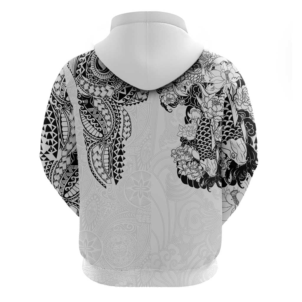 Japanese Irezumi and Hawaiian Polynesian Art Tattoo Hoodie White Color LT03