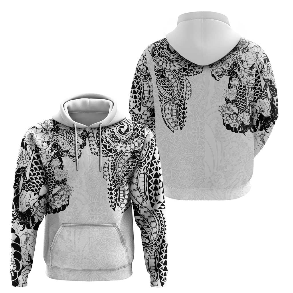 Japanese Irezumi and Hawaiian Polynesian Art Tattoo Hoodie White Color LT03