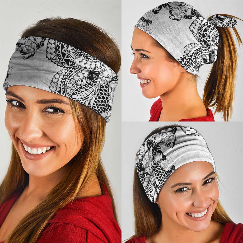 Japanese Irezumi and Hawaiian Polynesian Art Tattoo Neck Gaiter White Color LT03