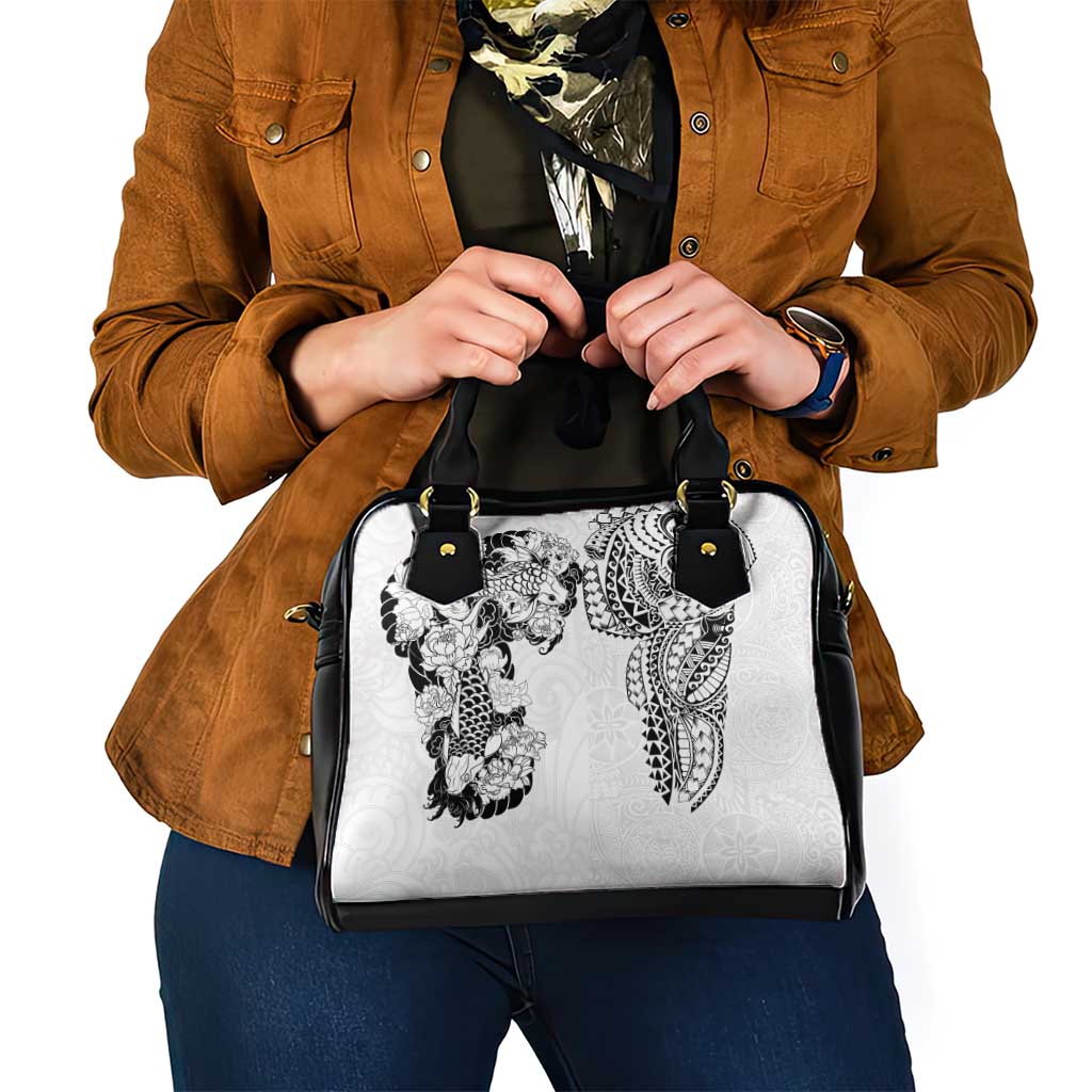 Japanese Irezumi and Hawaiian Polynesian Art Tattoo Shoulder Handbag White Color LT03