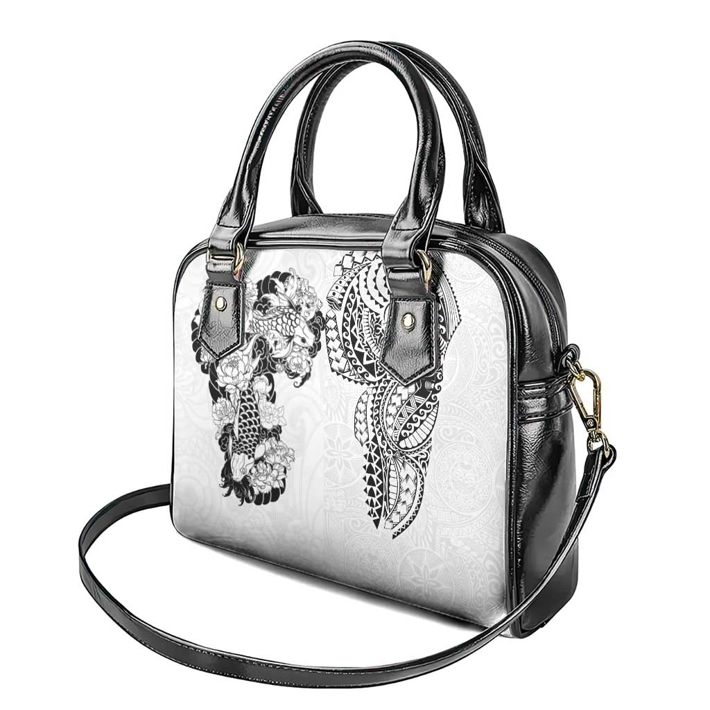 Japanese Irezumi and Hawaiian Polynesian Art Tattoo Shoulder Handbag White Color LT03