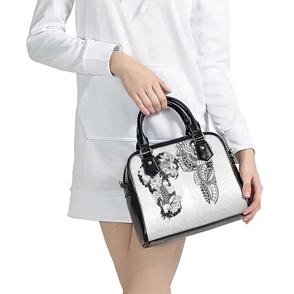 Japanese Irezumi and Hawaiian Polynesian Art Tattoo Shoulder Handbag White Color LT03