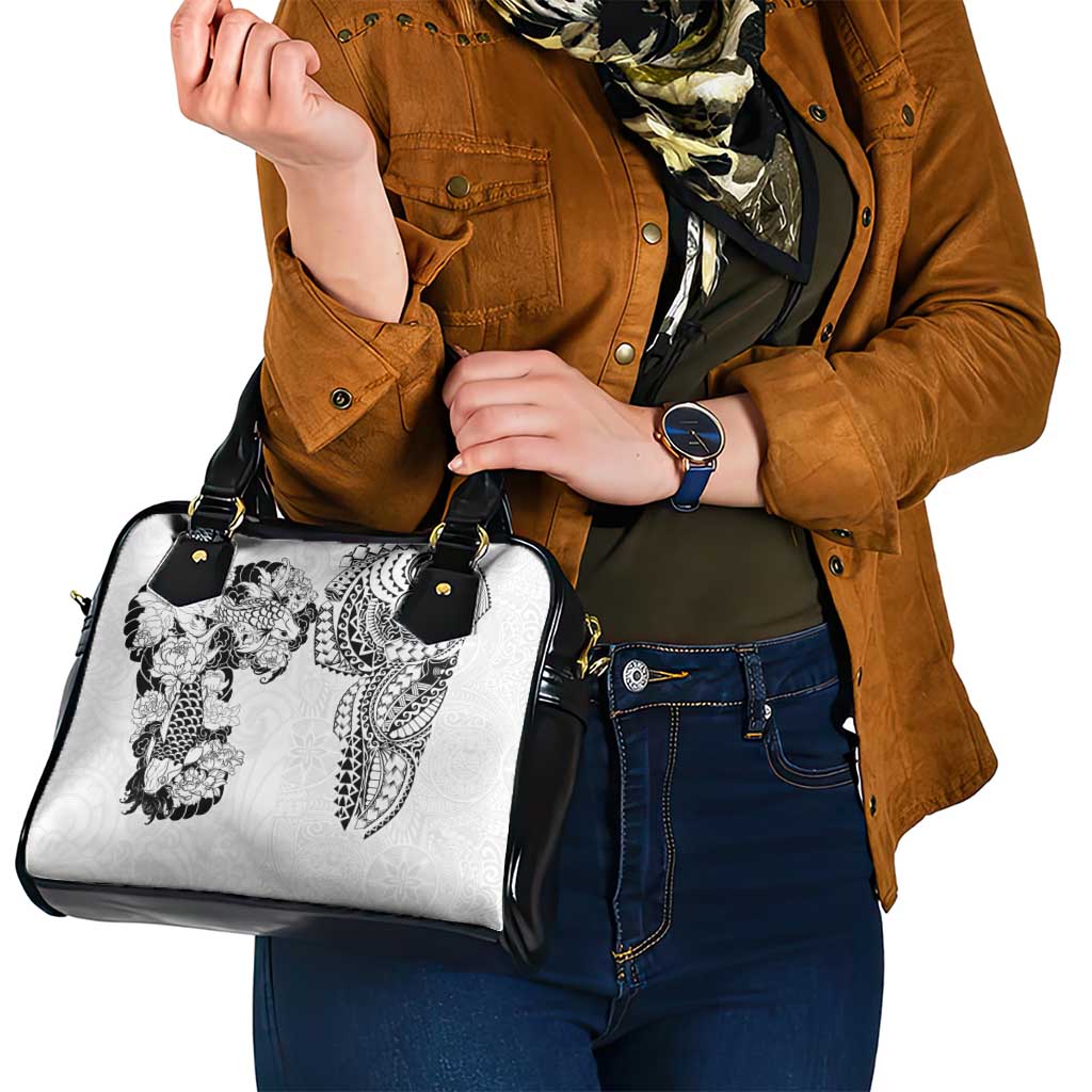 Japanese Irezumi and Hawaiian Polynesian Art Tattoo Shoulder Handbag White Color LT03