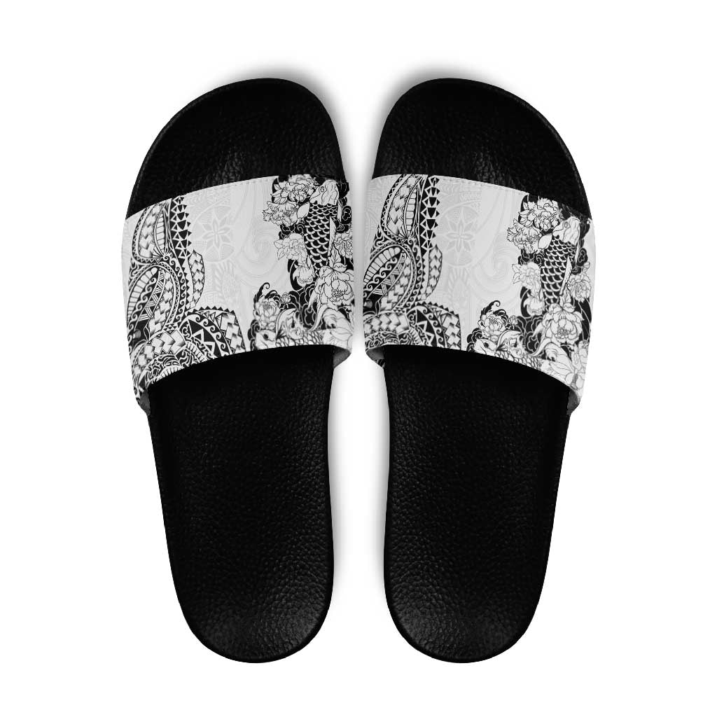 Japanese Irezumi and Hawaiian Polynesian Art Tattoo Slide Sandals White Color LT03