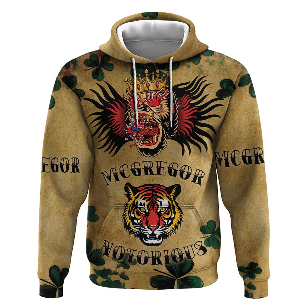 The Irishman-Notorious Hoodie Old School Tattoos and Shamrocks Grunge Style LT03