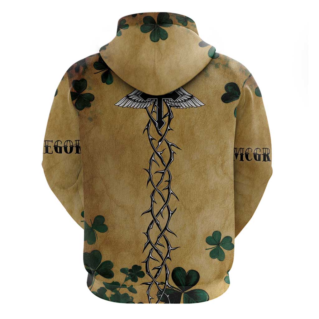 The Irishman-Notorious Hoodie Old School Tattoos and Shamrocks Grunge Style LT03