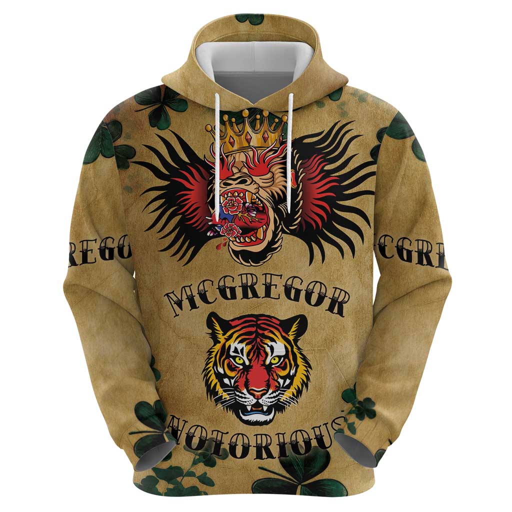 The Irishman-Notorious Hoodie Old School Tattoos and Shamrocks Grunge Style LT03