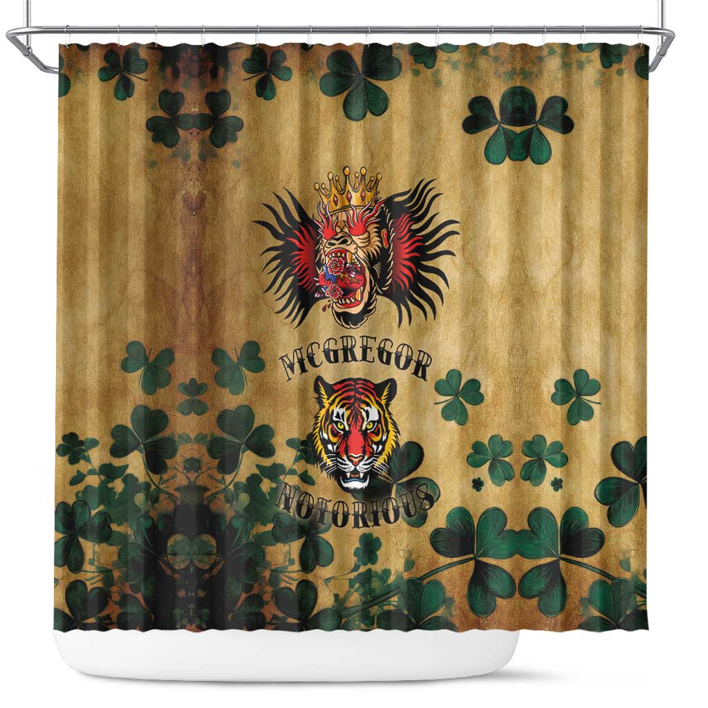 The Irishman-Notorious Shower Curtain Old School Tattoos and Shamrocks Grunge Style LT03