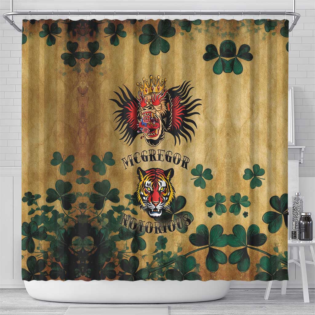 The Irishman-Notorious Shower Curtain Old School Tattoos and Shamrocks Grunge Style LT03