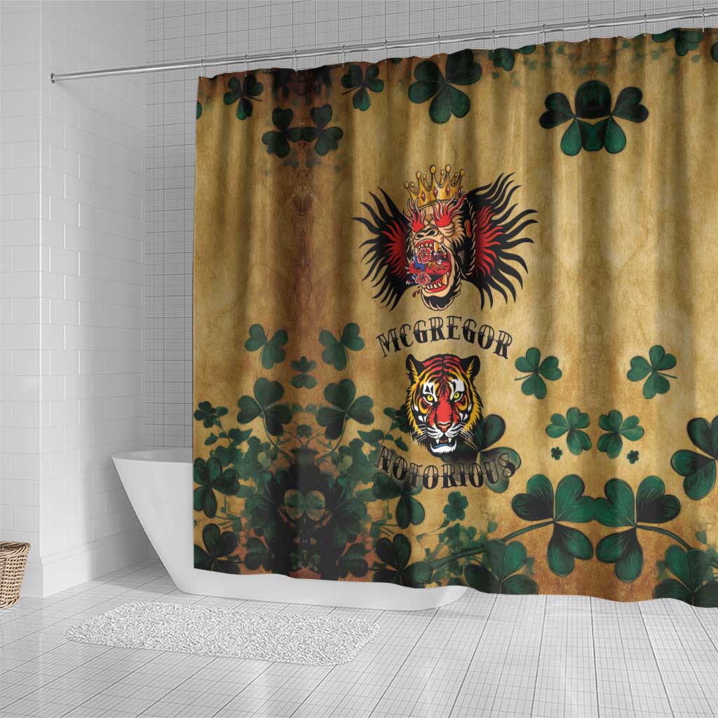 The Irishman-Notorious Shower Curtain Old School Tattoos and Shamrocks Grunge Style LT03