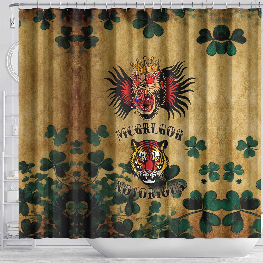 The Irishman-Notorious Shower Curtain Old School Tattoos and Shamrocks Grunge Style LT03