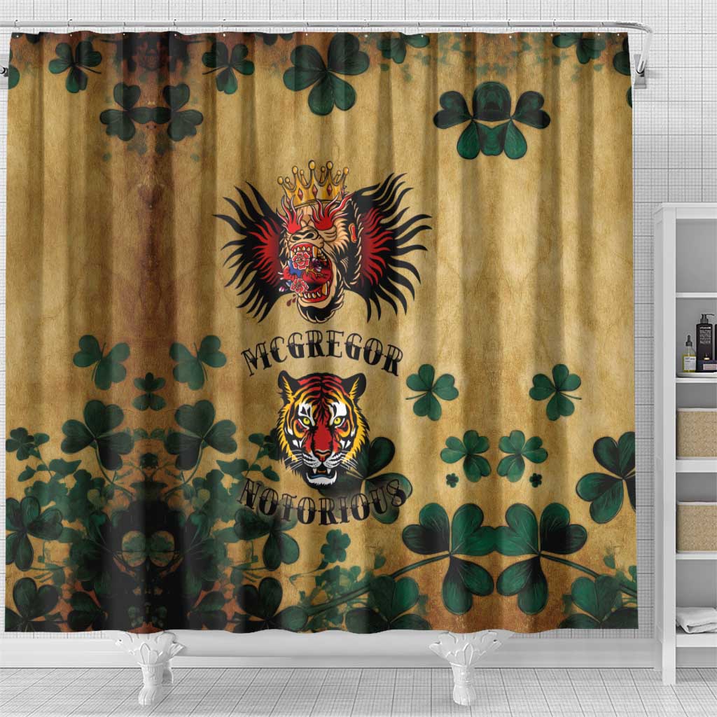 The Irishman-Notorious Shower Curtain Old School Tattoos and Shamrocks Grunge Style LT03