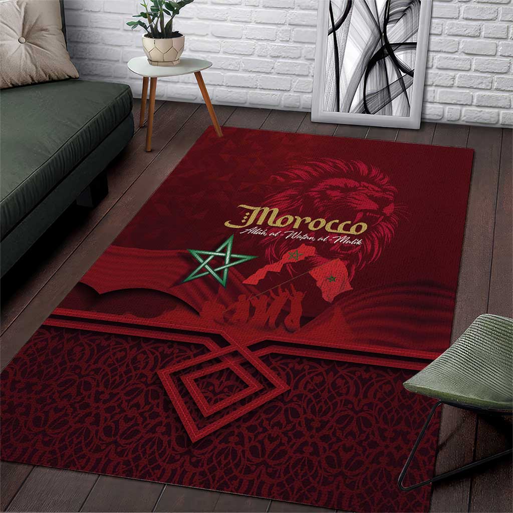Happy Proclamation of Independence of Morocco Area Rug Barbary Lion's Roar - Fight for Free and Peace LT03