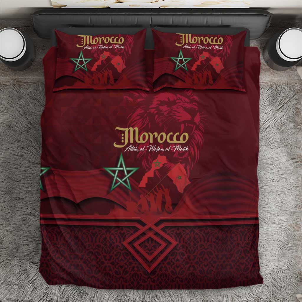 Happy Proclamation of Independence of Morocco Bedding Set Barbary Lion's Roar - Fight for Free and Peace LT03