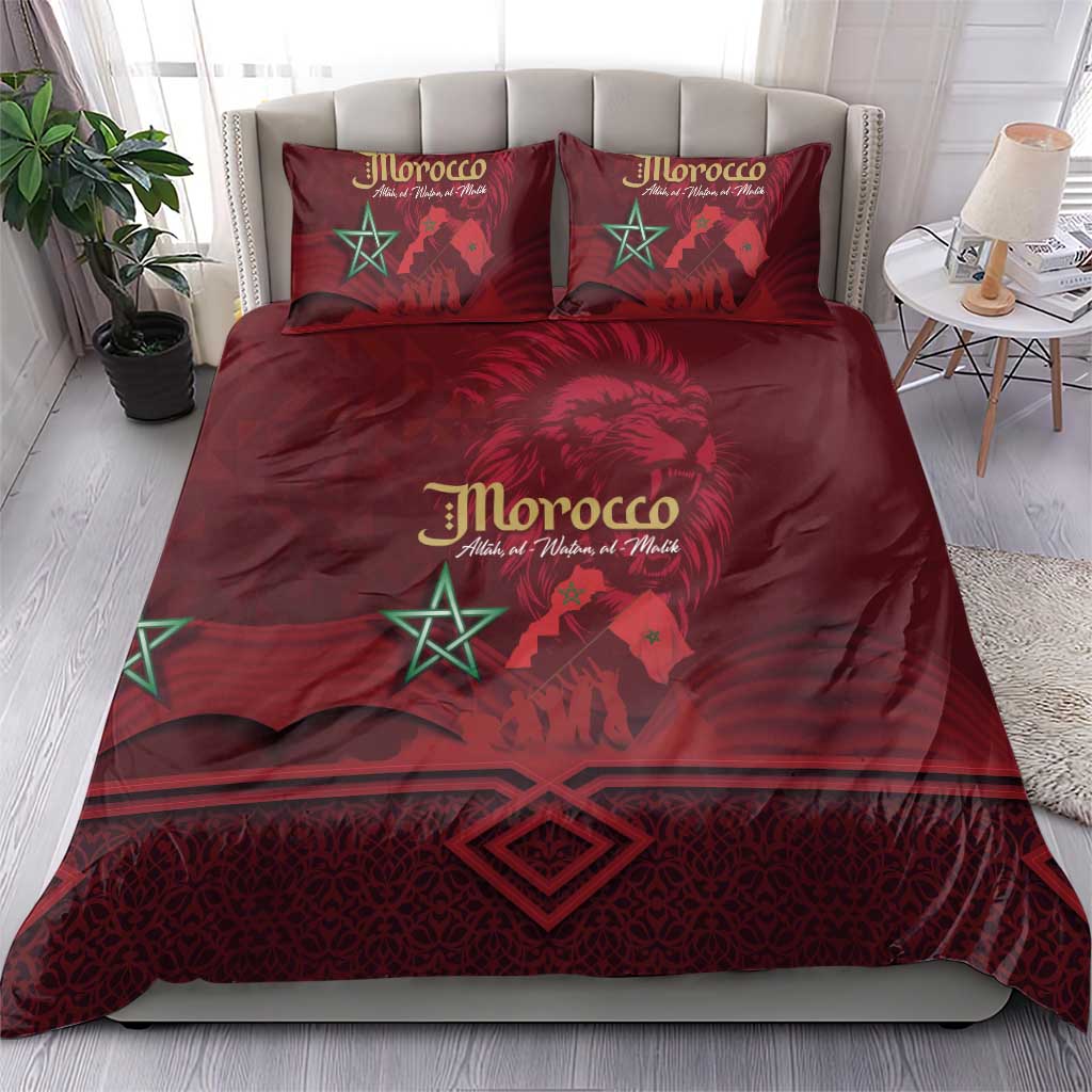 Happy Proclamation of Independence of Morocco Bedding Set Barbary Lion's Roar - Fight for Free and Peace LT03