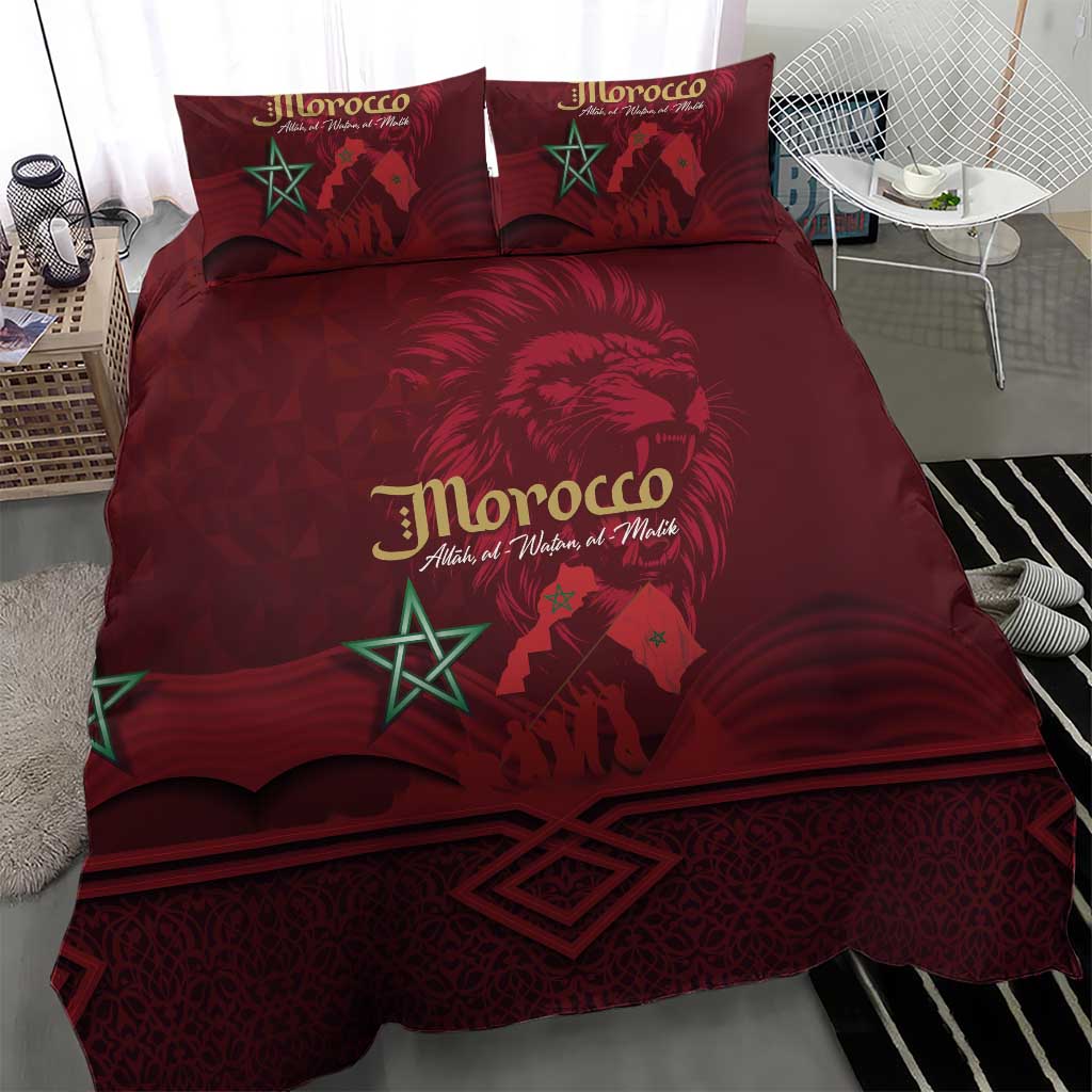 Happy Proclamation of Independence of Morocco Bedding Set Barbary Lion's Roar - Fight for Free and Peace LT03