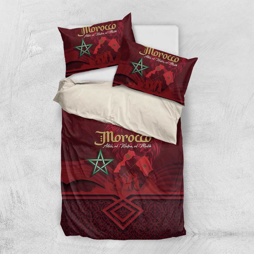 Happy Proclamation of Independence of Morocco Bedding Set Barbary Lion's Roar - Fight for Free and Peace LT03