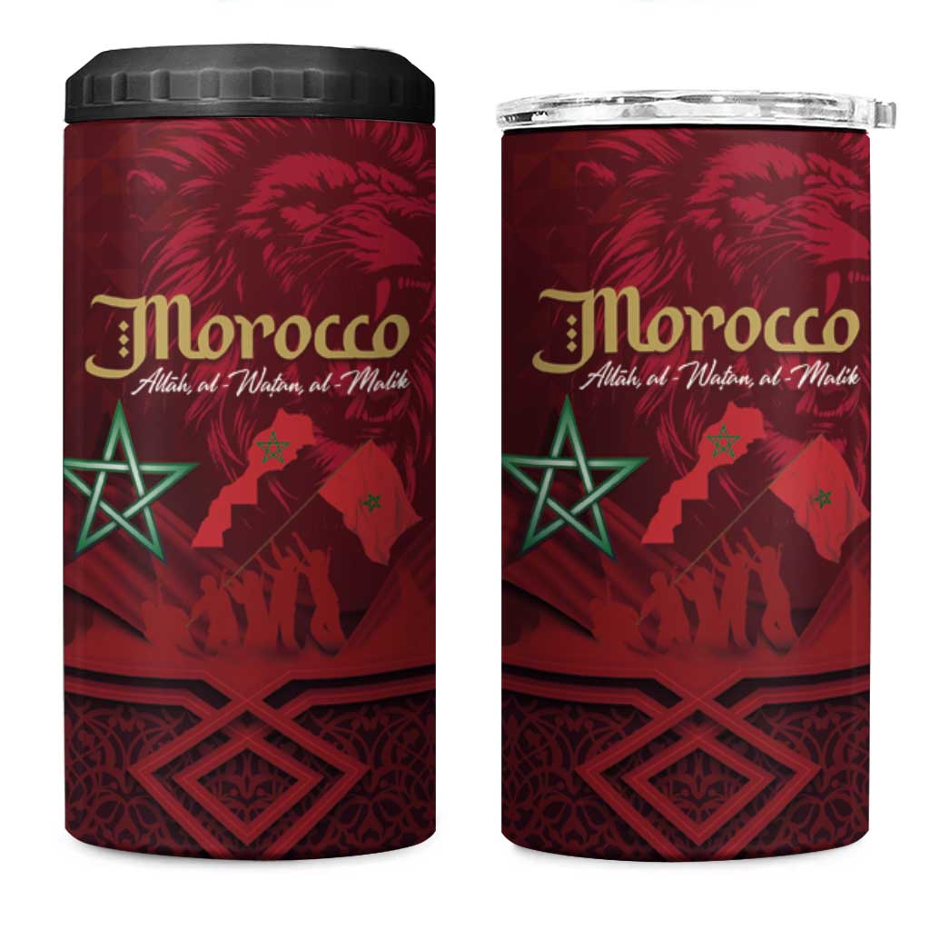 Happy Proclamation of Independence of Morocco 4 in 1 Can Cooler Tumbler Barbary Lion's Roar - Fight for Free and Peace LT03