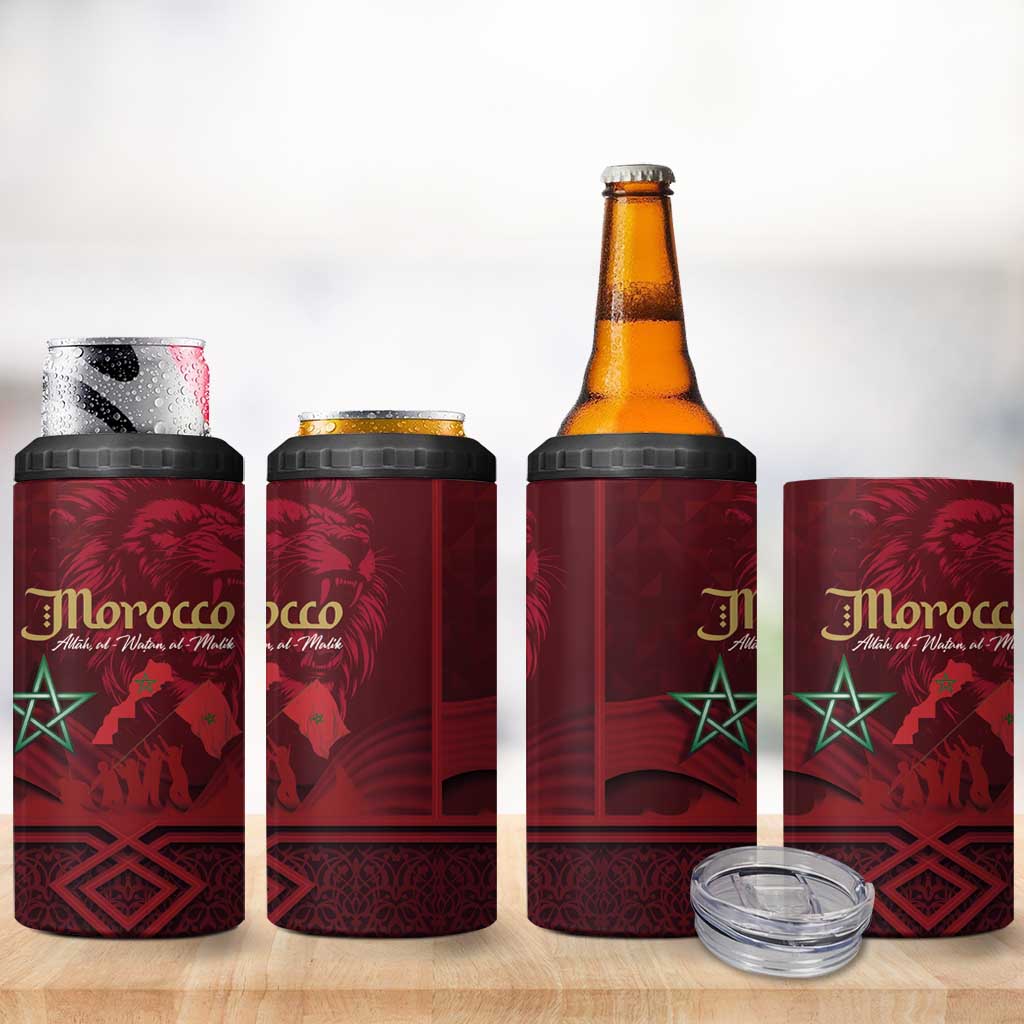 Happy Proclamation of Independence of Morocco 4 in 1 Can Cooler Tumbler Barbary Lion's Roar - Fight for Free and Peace LT03