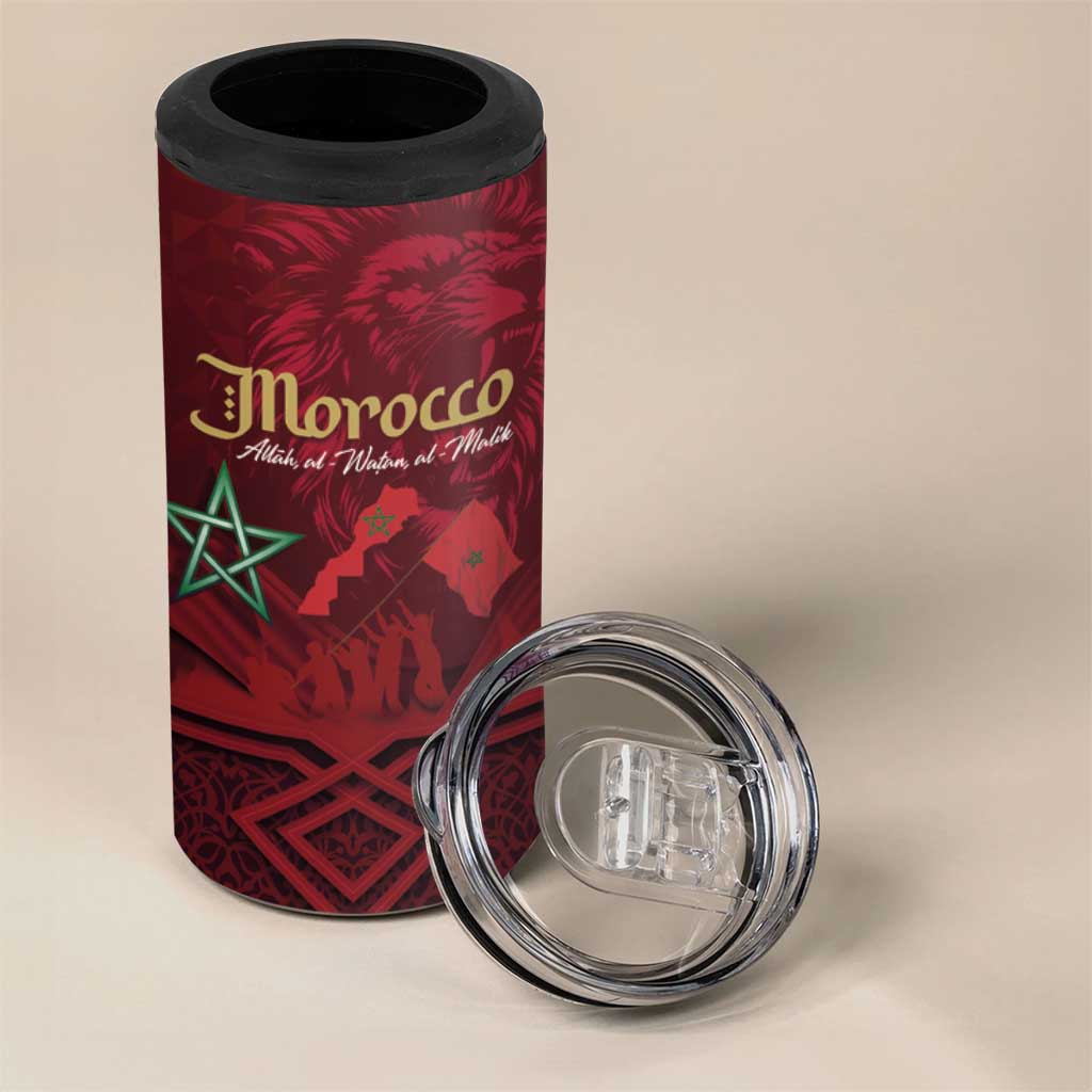Happy Proclamation of Independence of Morocco 4 in 1 Can Cooler Tumbler Barbary Lion's Roar - Fight for Free and Peace LT03