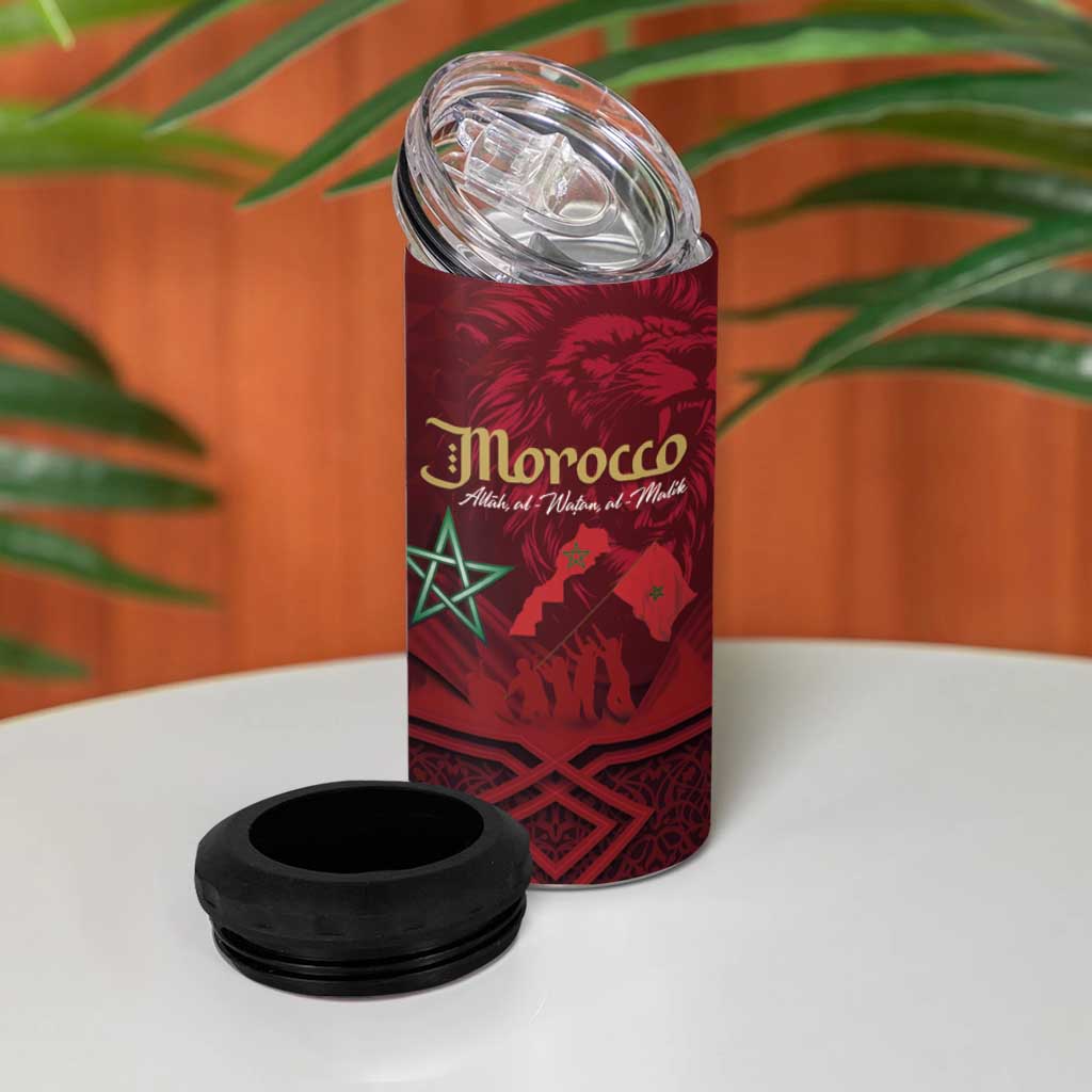 Happy Proclamation of Independence of Morocco 4 in 1 Can Cooler Tumbler Barbary Lion's Roar - Fight for Free and Peace LT03