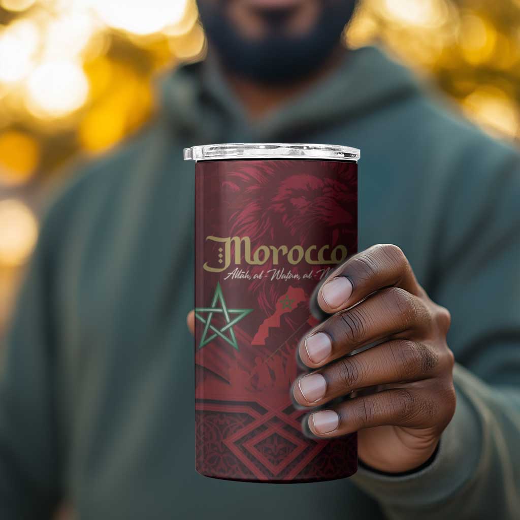 Happy Proclamation of Independence of Morocco 4 in 1 Can Cooler Tumbler Barbary Lion's Roar - Fight for Free and Peace LT03