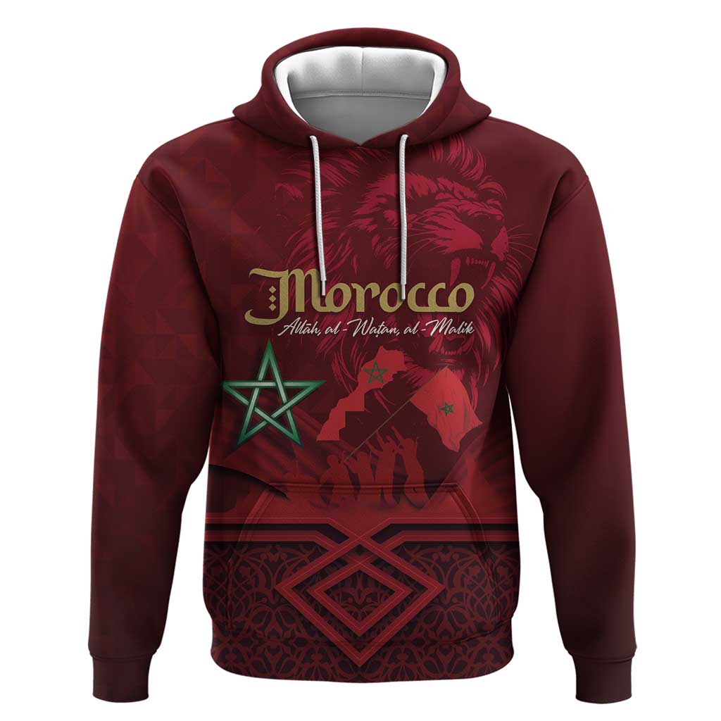 Happy Morocco Proclamation Day Hoodie Barbary Lion's Roar - Fight for Peace and Freedom LT03