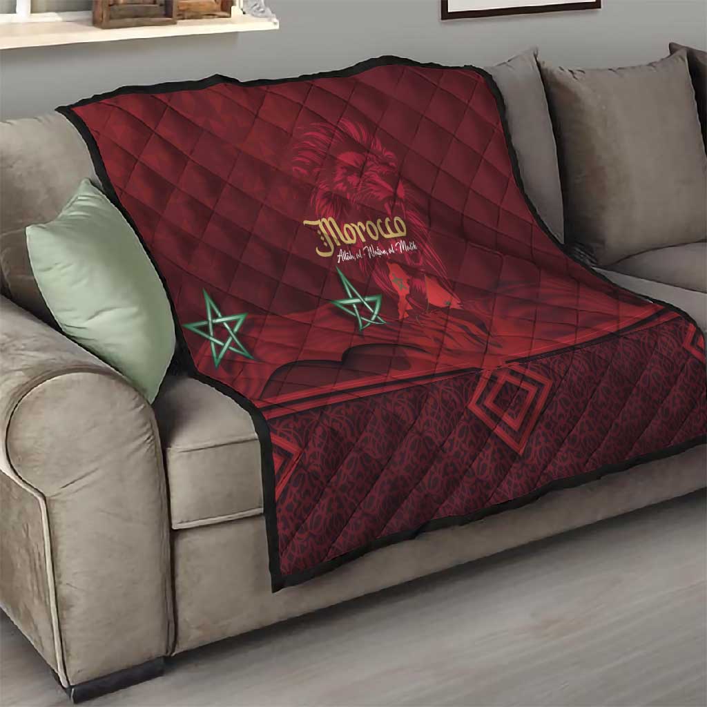 Happy Proclamation of Independence of Morocco Quilt Barbary Lion's Roar - Fight for Free and Peace LT03