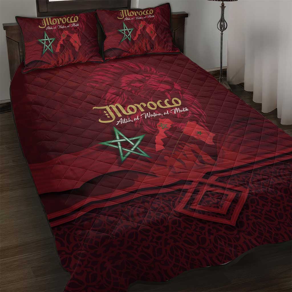 Happy Proclamation of Independence of Morocco Quilt Bed Set Barbary Lion's Roar - Fight for Free and Peace LT03