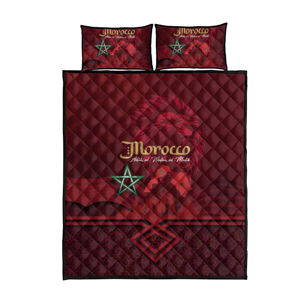 Happy Proclamation of Independence of Morocco Quilt Bed Set Barbary Lion's Roar - Fight for Free and Peace LT03