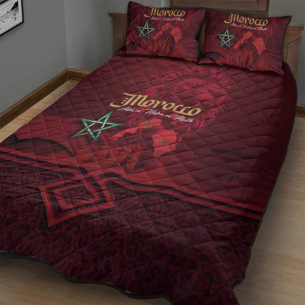 Happy Proclamation of Independence of Morocco Quilt Bed Set Barbary Lion's Roar - Fight for Free and Peace LT03