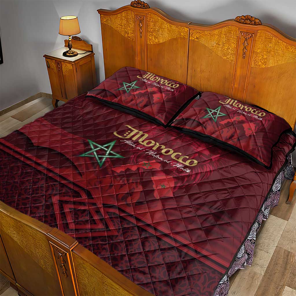 Happy Proclamation of Independence of Morocco Quilt Bed Set Barbary Lion's Roar - Fight for Free and Peace LT03