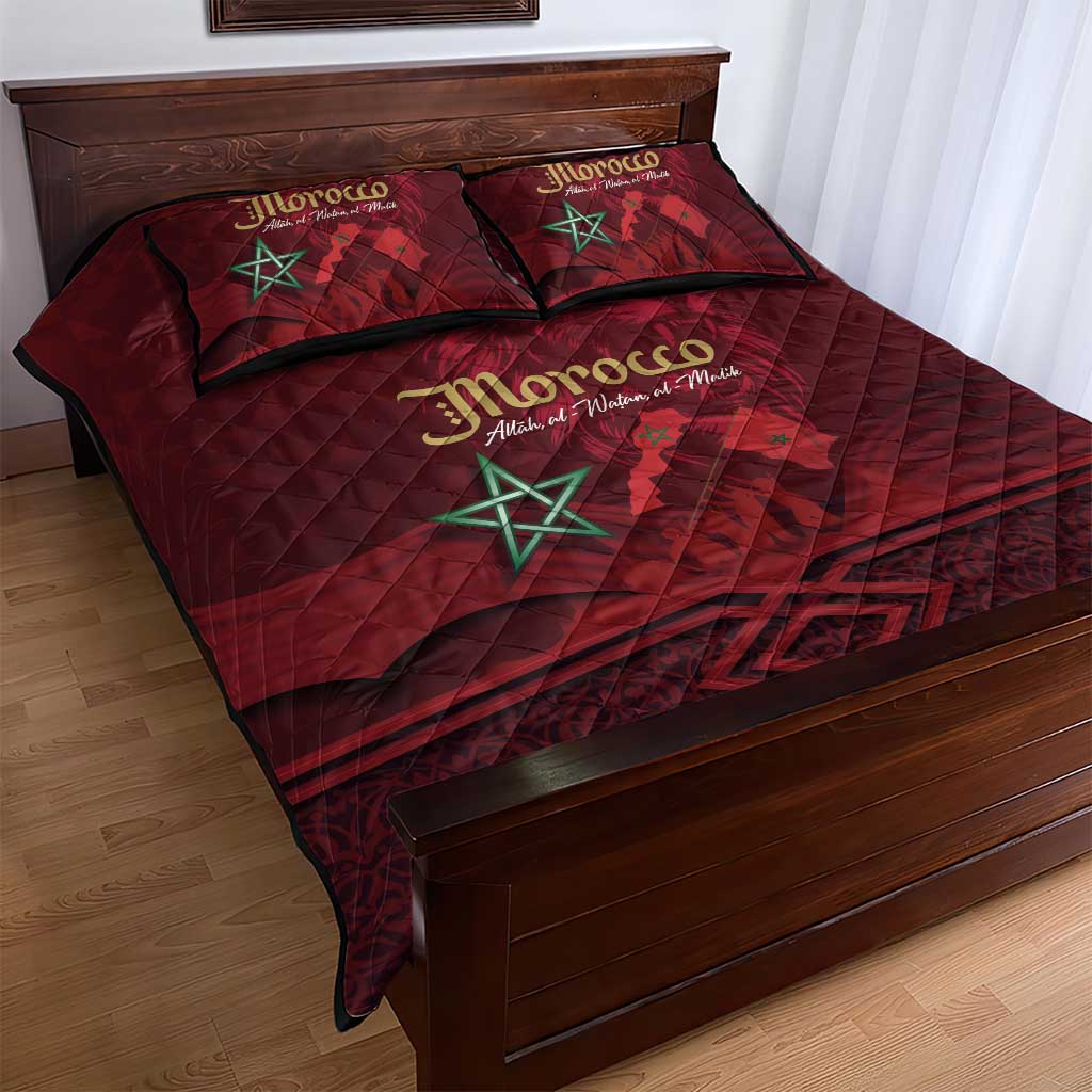 Happy Proclamation of Independence of Morocco Quilt Bed Set Barbary Lion's Roar - Fight for Free and Peace LT03