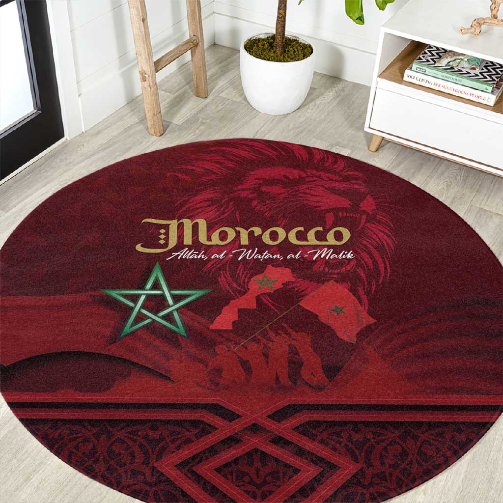 Happy Proclamation of Independence of Morocco Round Carpet Barbary Lion's Roar - Fight for Free and Peace LT03