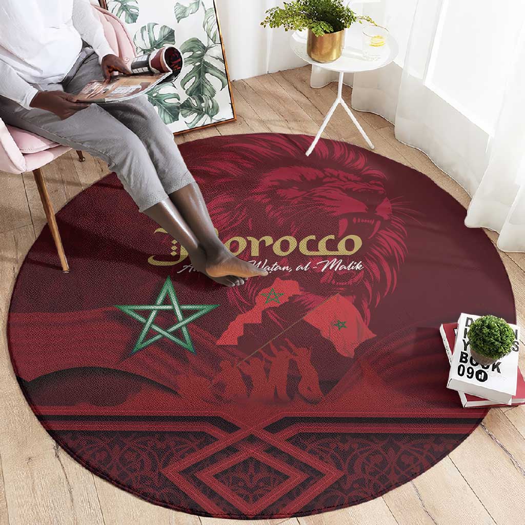 Happy Proclamation of Independence of Morocco Round Carpet Barbary Lion's Roar - Fight for Free and Peace LT03