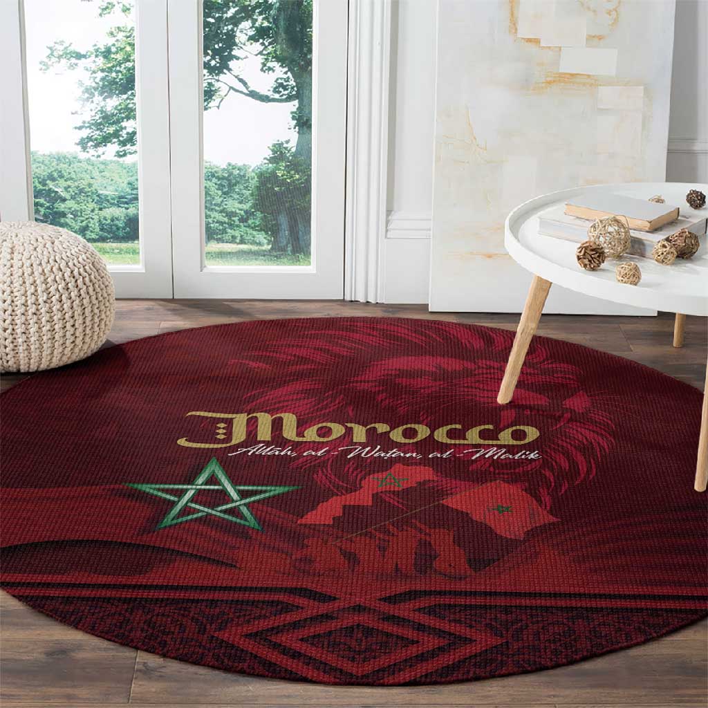 Happy Proclamation of Independence of Morocco Round Carpet Barbary Lion's Roar - Fight for Free and Peace LT03