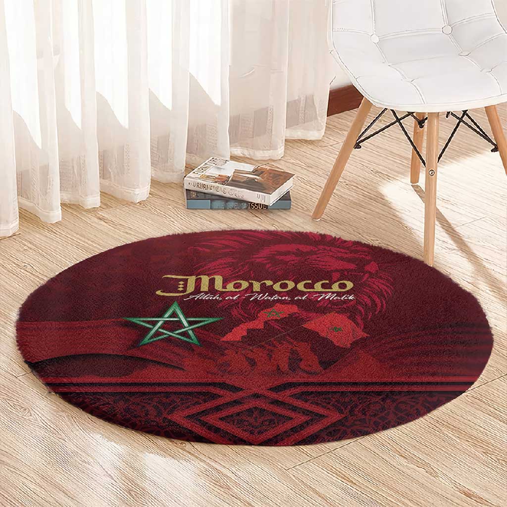 Happy Proclamation of Independence of Morocco Round Carpet Barbary Lion's Roar - Fight for Free and Peace LT03
