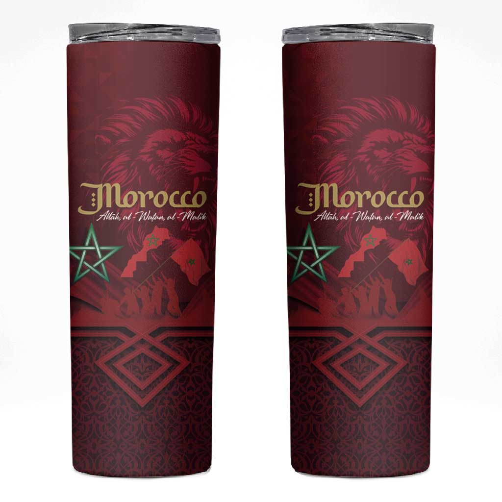 Happy Proclamation of Independence of Morocco Skinny Tumbler Barbary Lion's Roar - Fight for Free and Peace LT03
