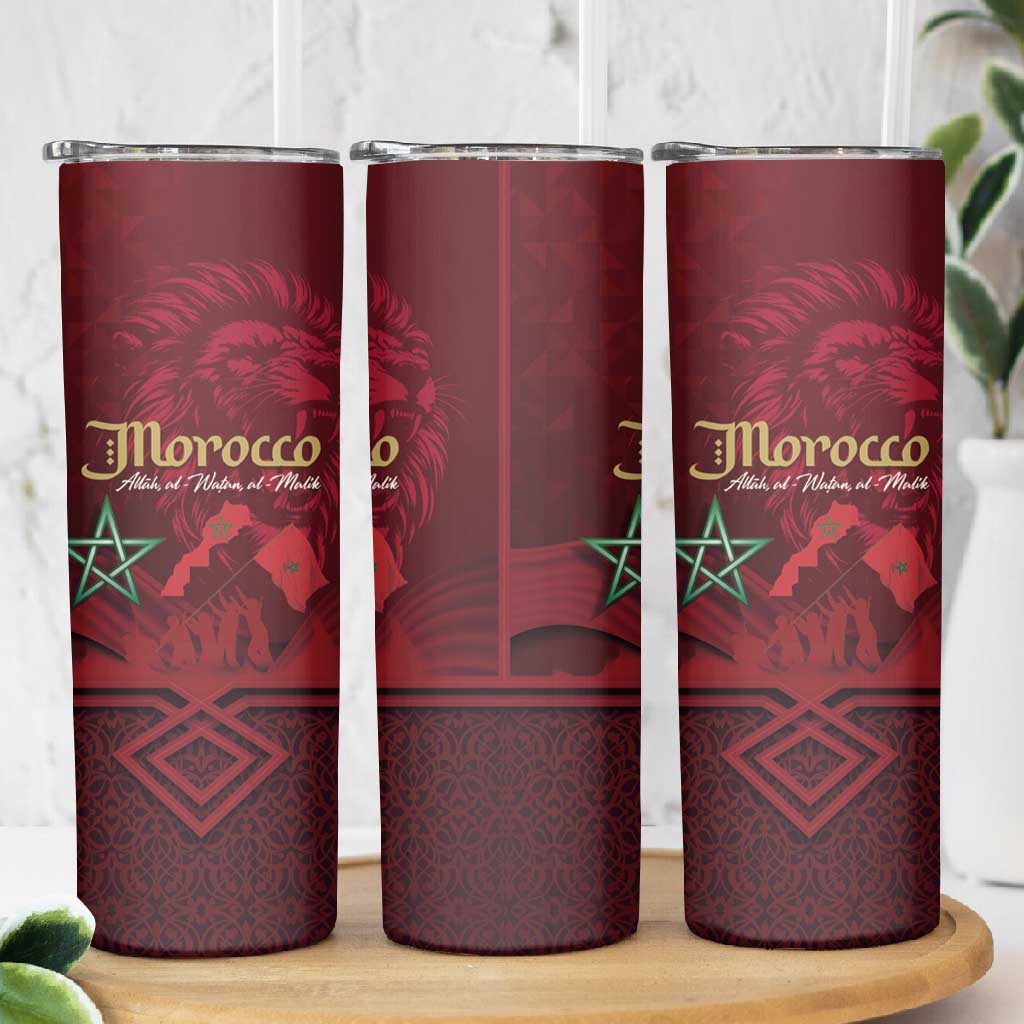 Happy Proclamation of Independence of Morocco Skinny Tumbler Barbary Lion's Roar - Fight for Free and Peace LT03