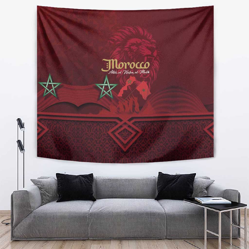 Happy Proclamation of Independence of Morocco Tapestry Barbary Lion's Roar - Fight for Free and Peace LT03